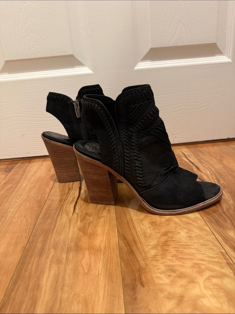 Vince Camuto Black Suede Open-Toe Block Heel Sandals